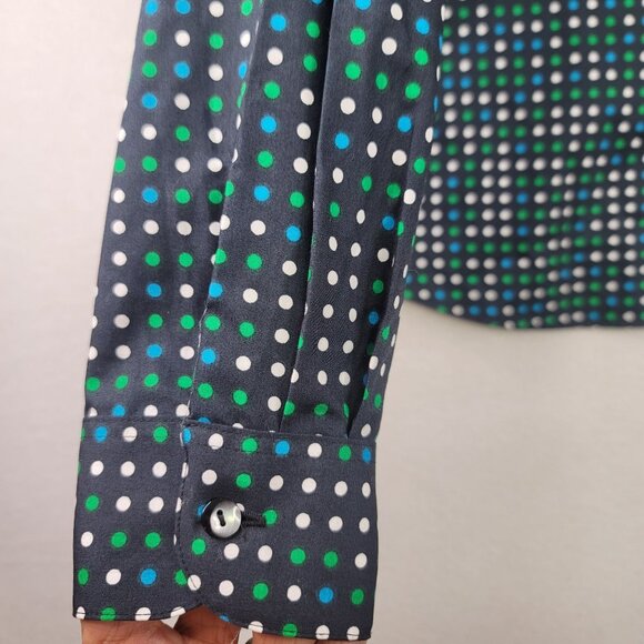 Foxcroft Shaped Fit Wrinkle-Free Size 6 Cotton Shirt Multi Polka Dot - Picture 10 of 14